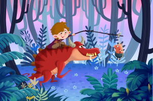 عکس با کیفیت نقاشی پسر و اژدها دیجیتالی